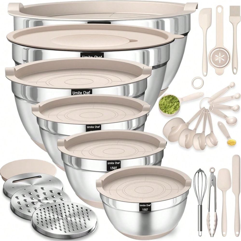 Kitchen Gadgets Set - Mixing Bowls With Airtight Lids Set,