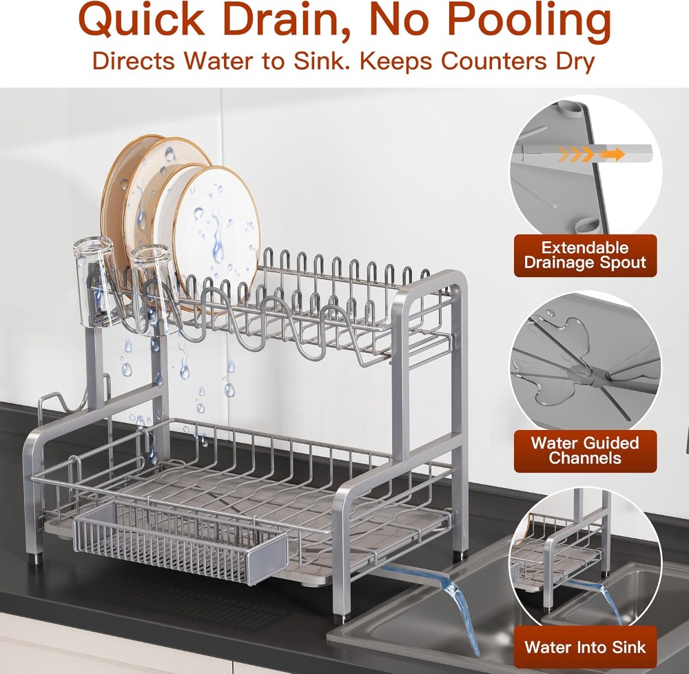2 Tier Dish Drying Rack for Ki – обзор и цена Kitchen Utensil Holder